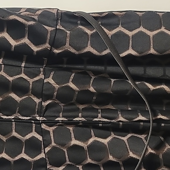 Avenue Midi Dress Women's 22/24 Black Tan Lace Short Sleeve Stretch Comfort - Picture 8 of 12